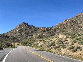 Driving down the mountains into the desert